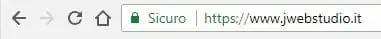 indirizzo Url HTTPS di Jweb Studio con lucchetto verde su Google Chrome